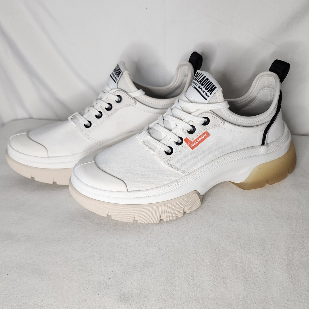 Palladium Platform Sneakers Lug Sole Lace Up Casual Shoes White Size 8 - Picture 4 of 7